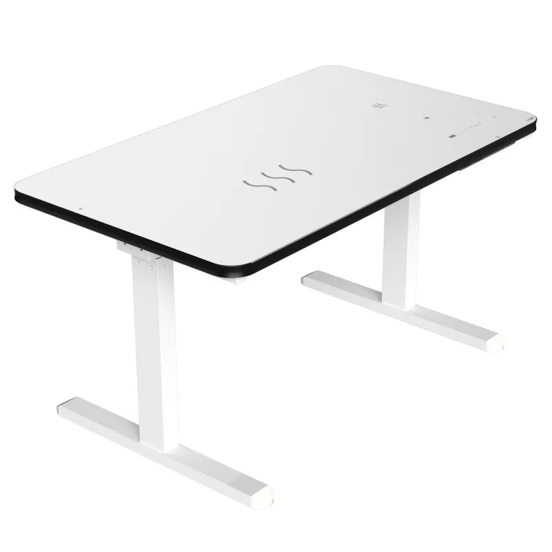 Beirazko mahai zuria Motor bikoitzeko altxatzeko mahai elektrikoa